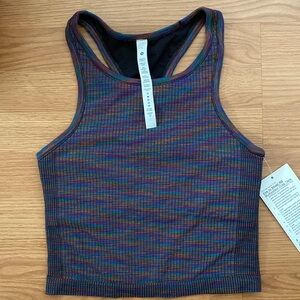 ❤️ Lululemon Ebb to Street Racerback Crop Tank Top Rainbow Multi NWT Size 6